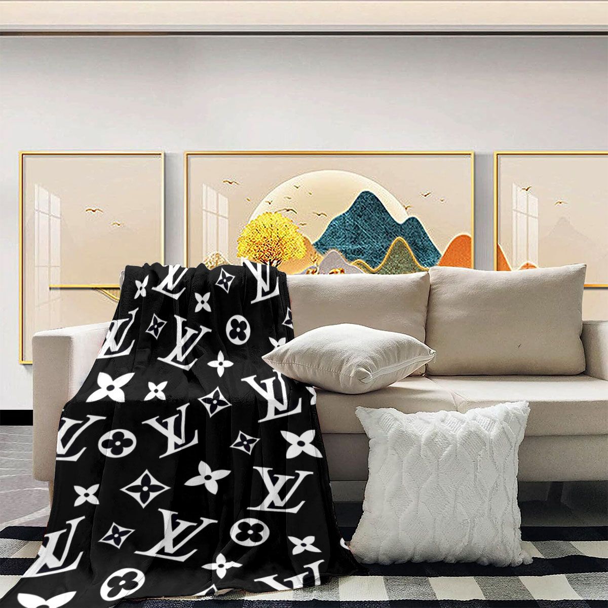 潮流黑白盖毯专用午休毯