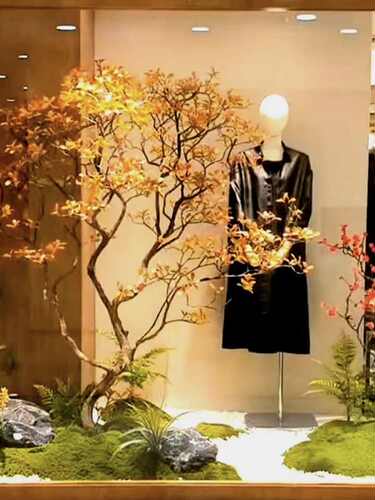 室内造景树马醉木枫树海岛春花假树酒店餐厅橱窗楼梯绿植