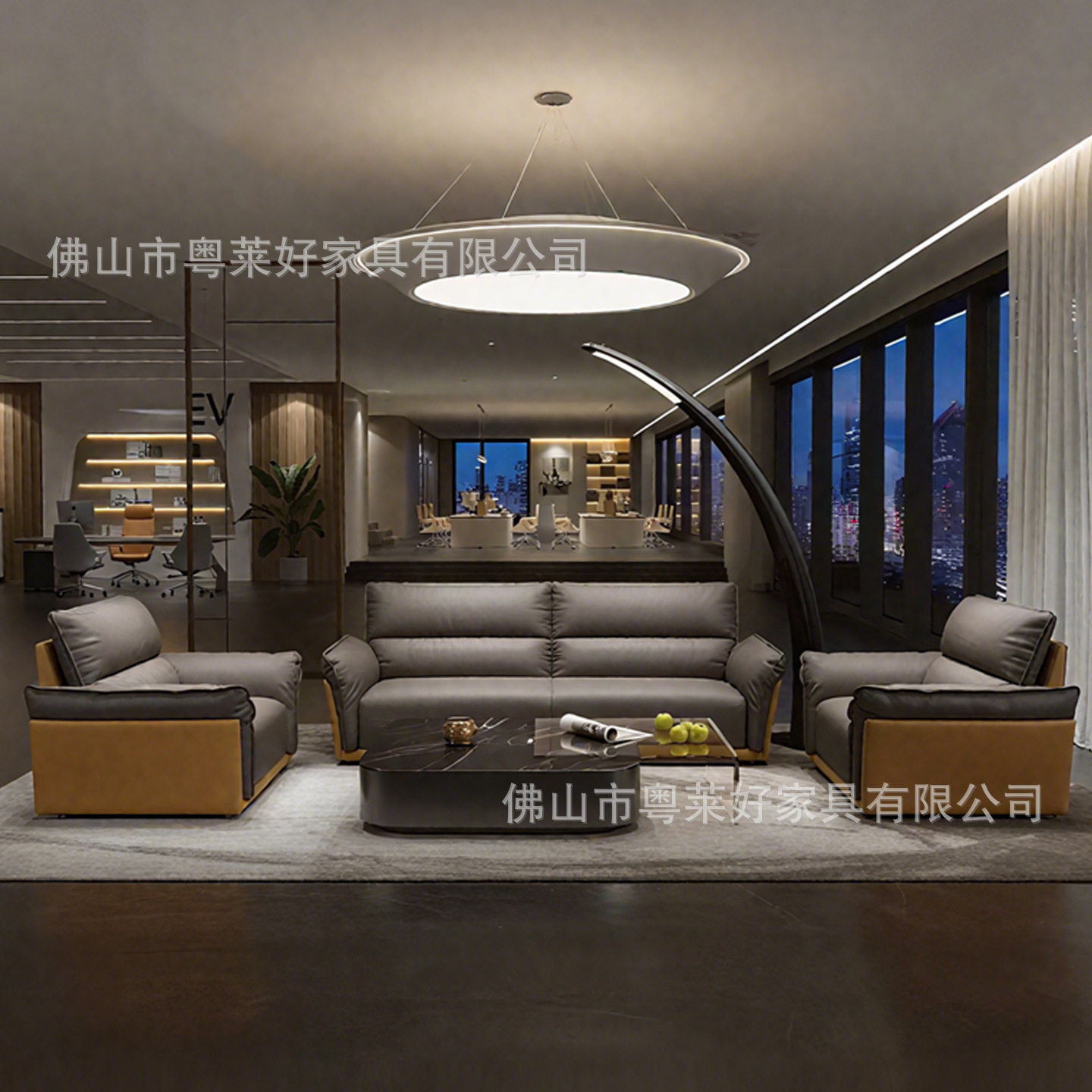 极简西皮会客沙发组合现代简约小户型客厅轻奢茶几沙发三人位组合