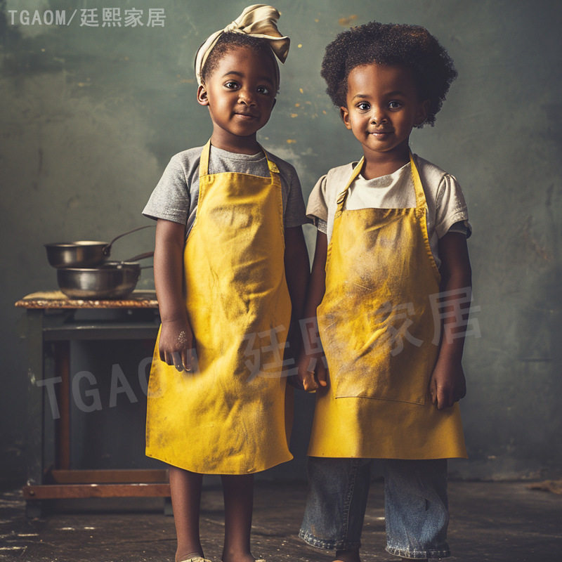 时尚小孩烘焙儿童厨师服画画罩衣书法课美术幼儿园宝宝吃饭围兜