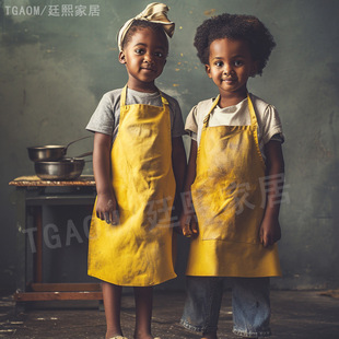 时尚小孩烘焙儿童厨师服画画罩衣书法课美术幼儿园宝宝吃饭围兜