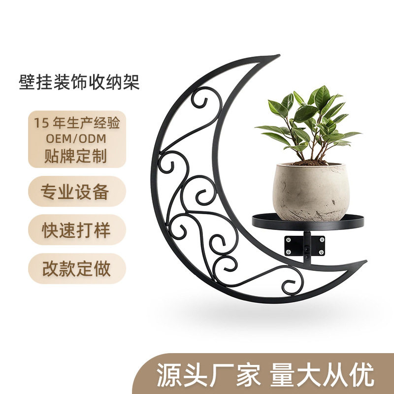 新款月亮壁挂花架阳台客厅墙上悬挂植物架子墙壁收纳装饰品展示架