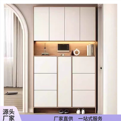 实木翻斗鞋柜玄关柜一体靠墙家用门口高立式新款2025