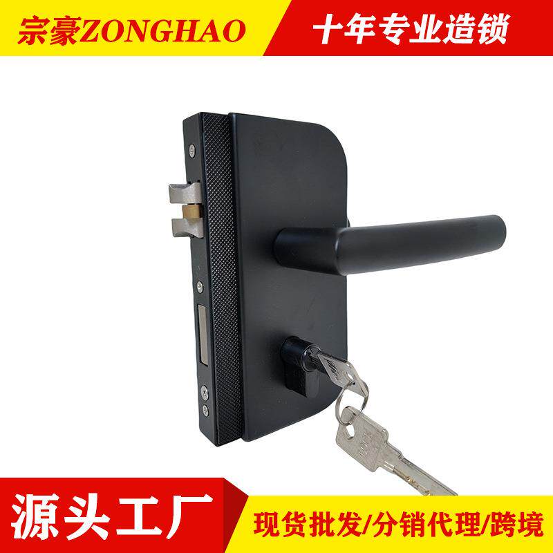锌合金办公室隔断带把手单开高玻璃门执手锁推拉门双开门不锈钢