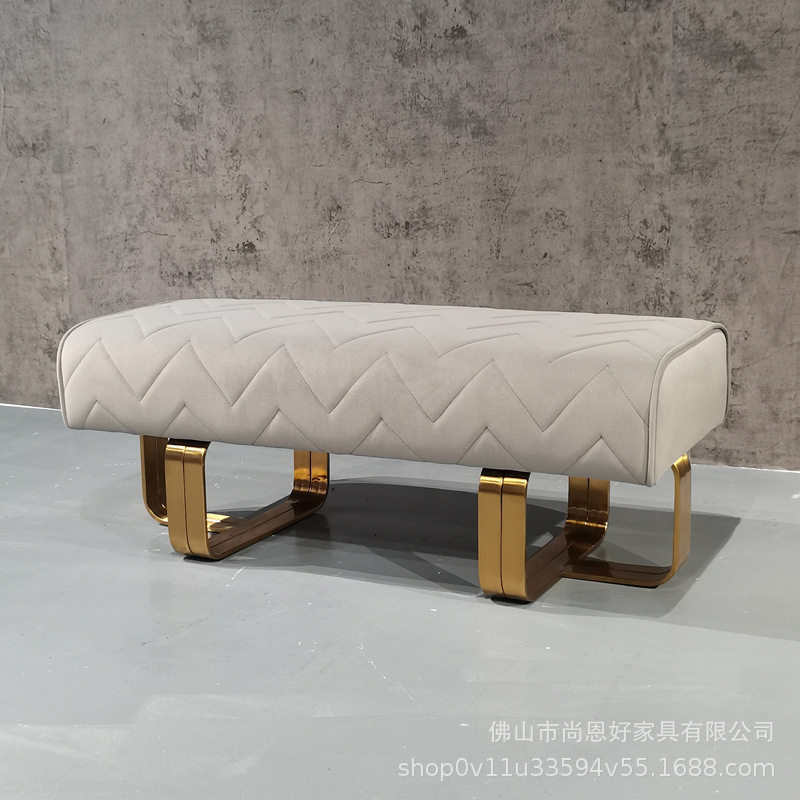 轻奢换鞋凳北欧床尾凳沙发凳软包坐垫鞋柜长条凳客厅休闲绒布脚踏