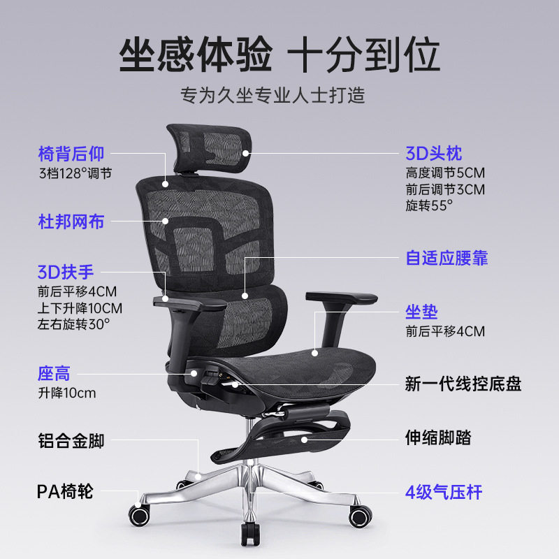 第二树小黑椅仿金豪人体工学椅办公椅电脑椅电竞椅网布转椅