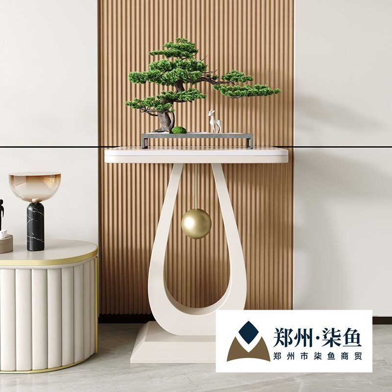 意式轻奢北欧岩板花架置物架