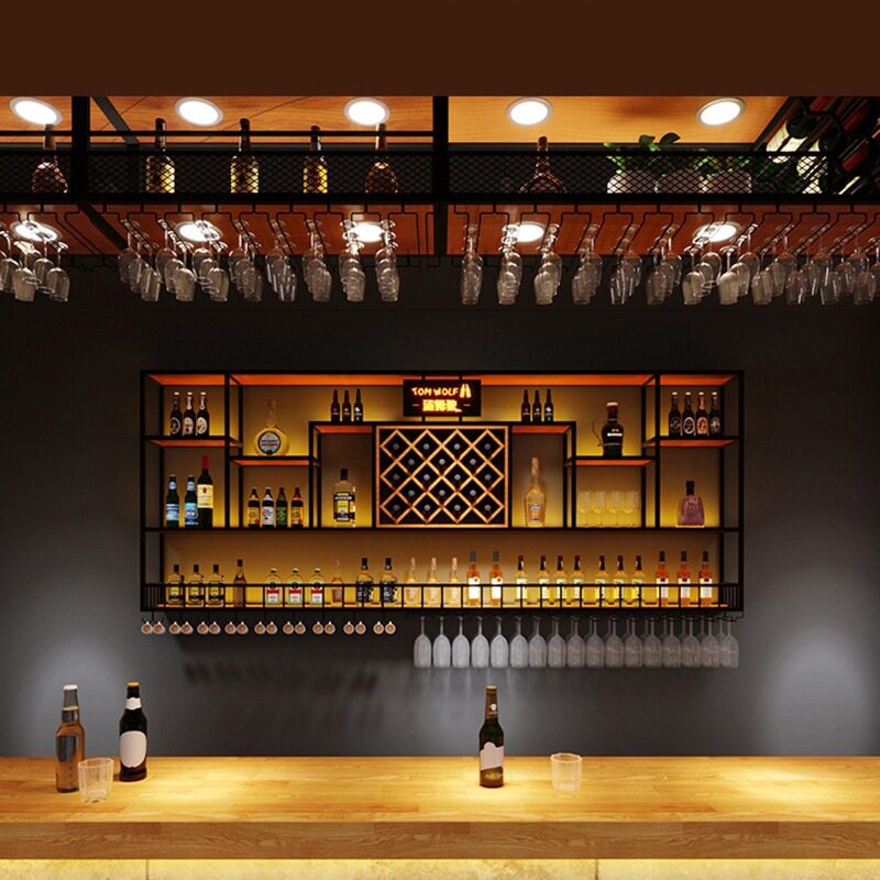 酒吧音乐餐吊红酒架壁挂铁艺
