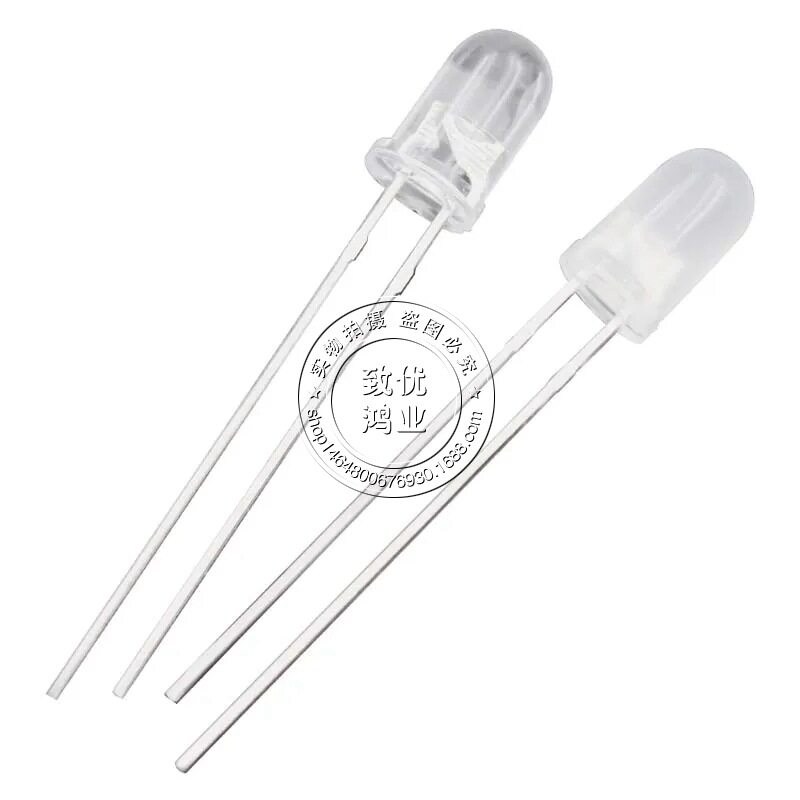 F5圆头双色无极LED灯珠透明雾状红绿红蓝红翠绿双色5MM直插灯珠
