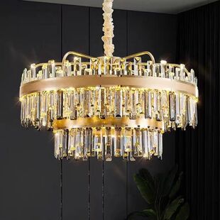 水晶吊灯客厅吊灯后现代简约轻奢主灯复式楼卧室餐厅灯套装设计感