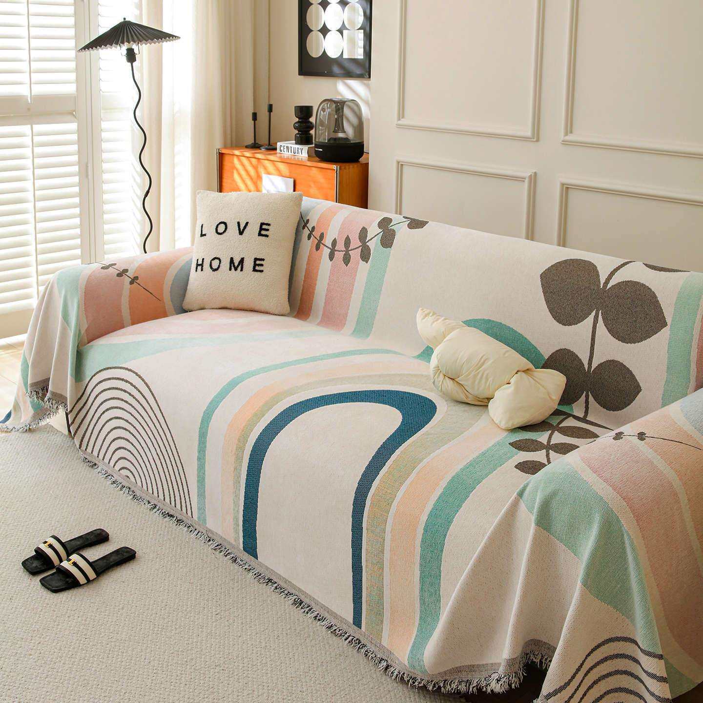 雪尼尔沙发巾简约现代沙发盖布四季通用全包一整片沙发套罩垫盖毯