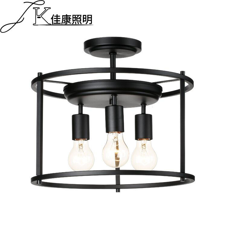 2022跨境loft铁艺农舍吊灯美式吸顶灯复古简约客厅灯方形餐厅灯具