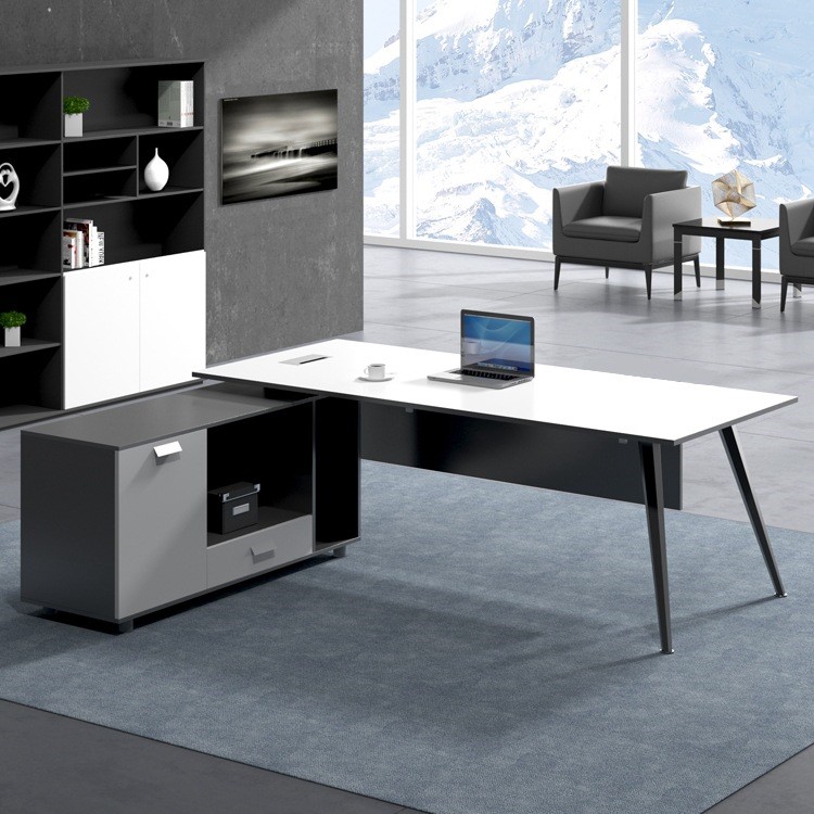 上海办公桌简约现代总裁经理桌时尚黑白办公桌椅主管桌板式大班台