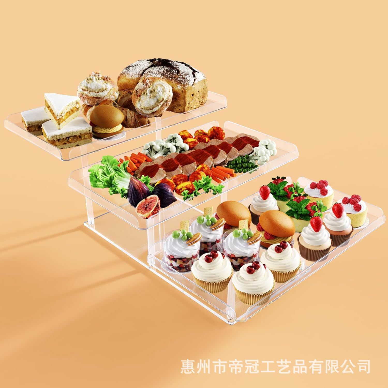 亚克力展示架纸杯蛋糕甜点桌自助餐立管支架婚礼分层托盘展示套装