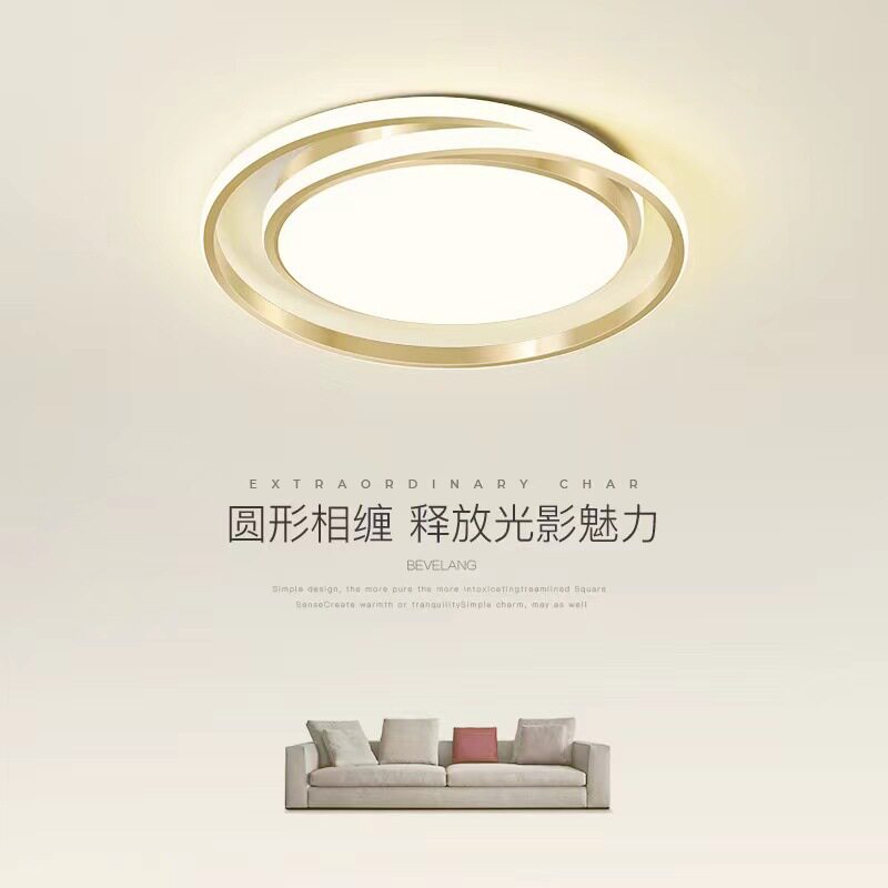 现代简约家用轻奢卧室灯创意圆形个性led吸顶灯北欧温馨房间灯具
