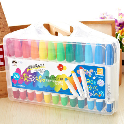 西瓜太郎炫彩棒24色 小学生可水洗儿童旋转蜡笔油画棒