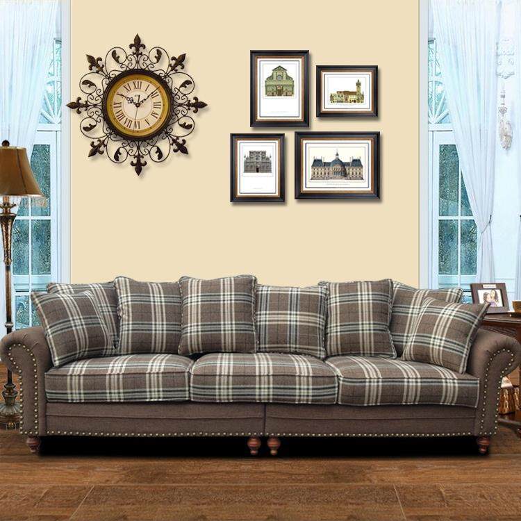 地中海风格棉麻布艺沙发直排美式乡村客厅三人位大小户型轻奢复古