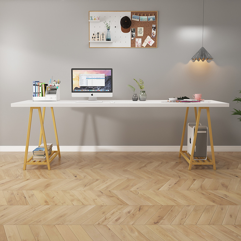 长书桌工作台家用双人电脑桌客厅圆角桌儿童学习桌简约台式化妆桌