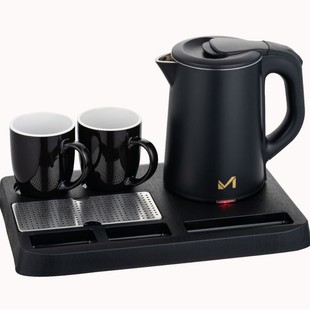 酒店客房专用不锈钢烧水壶ABS托盘茶具宾馆民宿电热水壶托盘套装