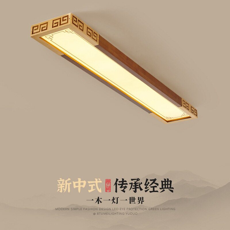 新中式长条吸顶灯方形入户门厅灯led阳台过道走廊灯中国风玄关灯