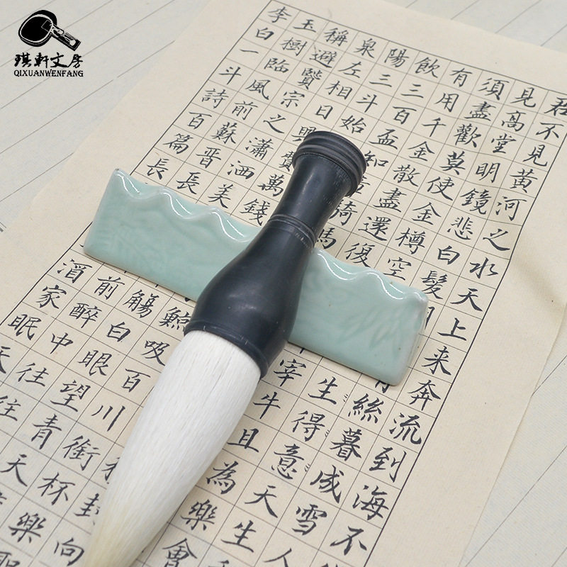 厂家批发短牛角羊毫湖笔兼毫大抓笔羊毫大提斗书法国画福字对联笔