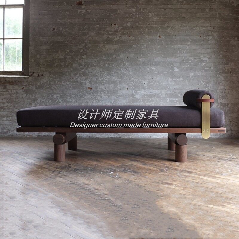 中古实木复古长凳诧寂风入户换鞋凳客厅布艺沙发凳卧室创意床尾凳