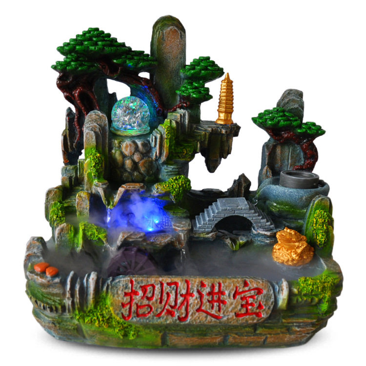 新品金蟾创意礼品 家居树脂假山流水喷泉鱼缸 水景喷泉微景观