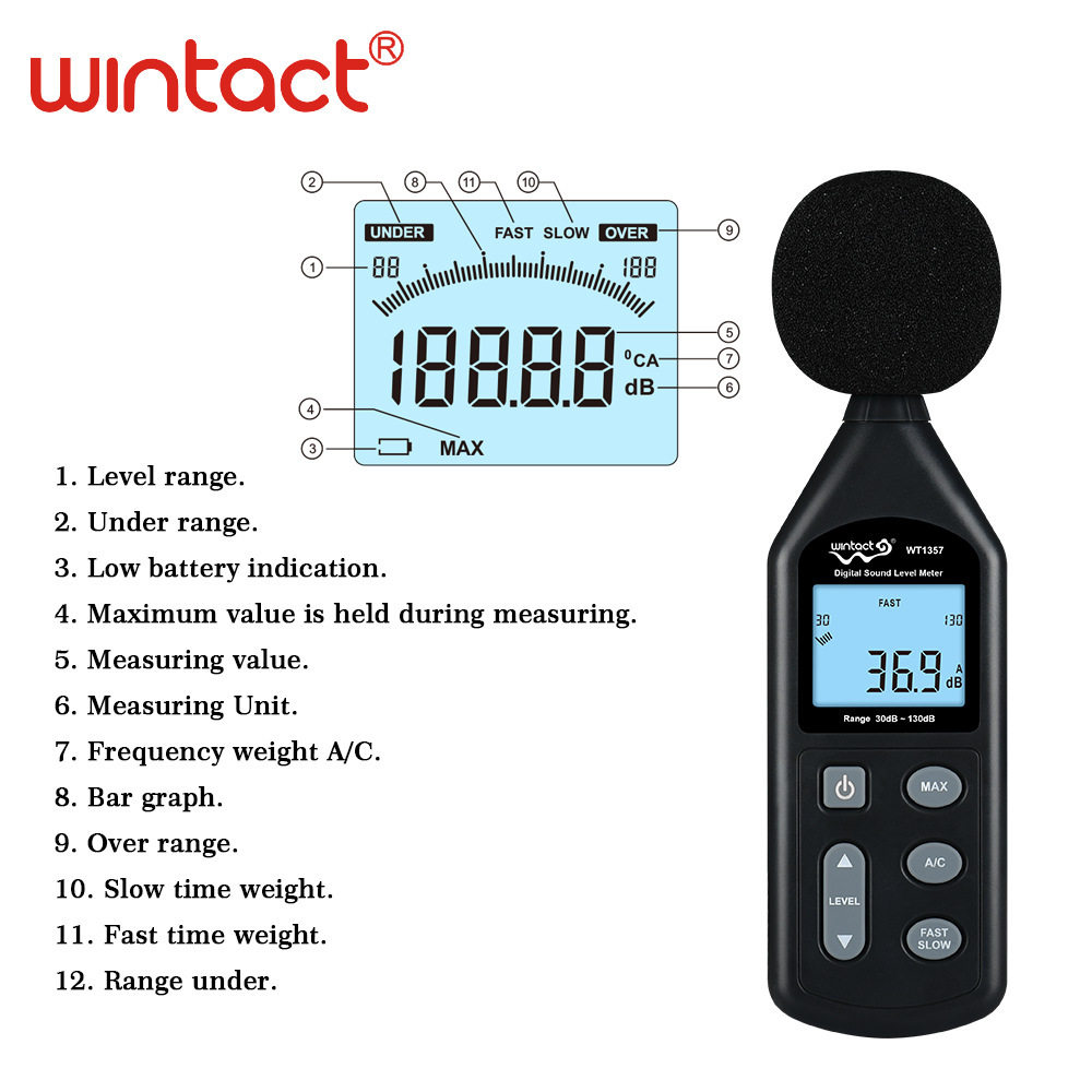 汇天益WT1357噪音计声音分贝仪家用工业多用声级计Noisemeter