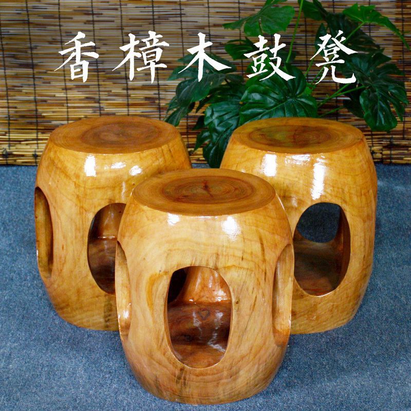 新中式香樟木鼓凳换鞋凳