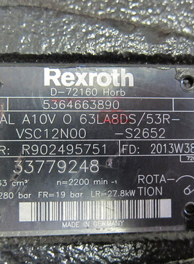 Rexroth轴向柱塞泵A10VO72LA5DG/53R-VUD12K04原装正