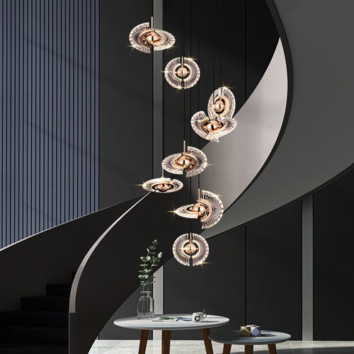 复式楼客厅大吊灯现代简约别墅旋转楼梯间长吊灯餐厅卧室床头灯具
