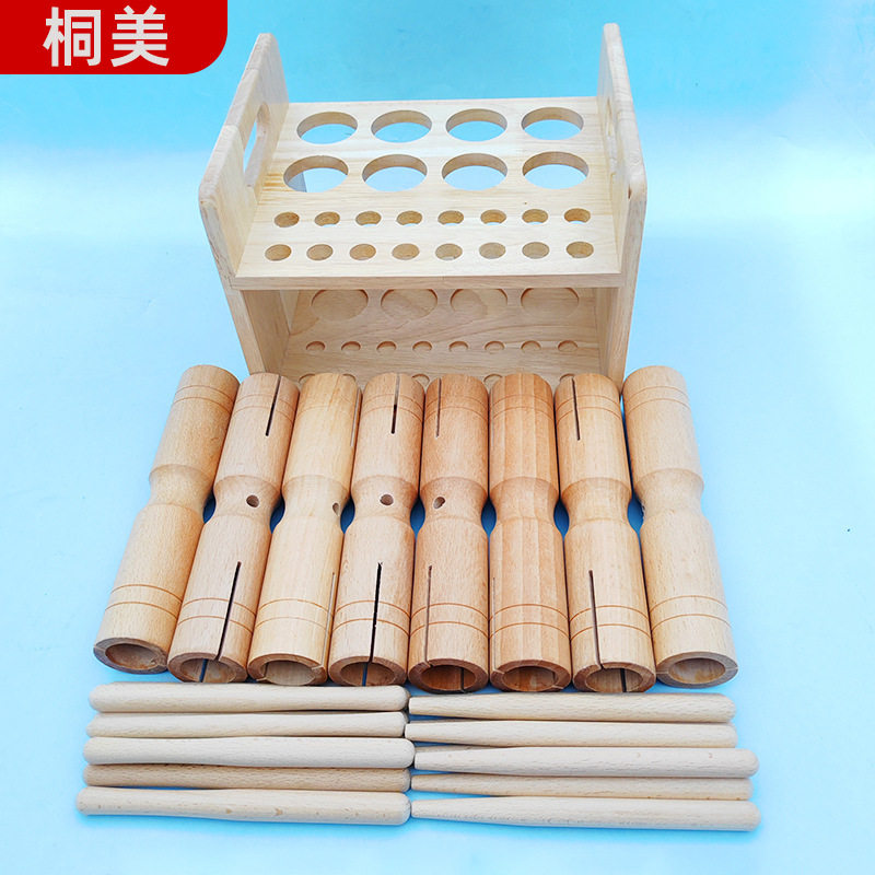 幼儿园音乐玩教具刮筒奥尔夫儿童打击乐器响筒榉木双响筒木制梆子