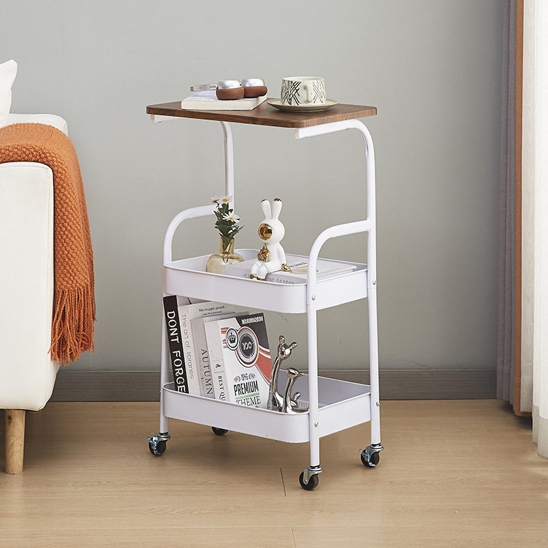 边几简约客厅沙发卧室置物架收纳架可移动小桌子多功能移动收纳架