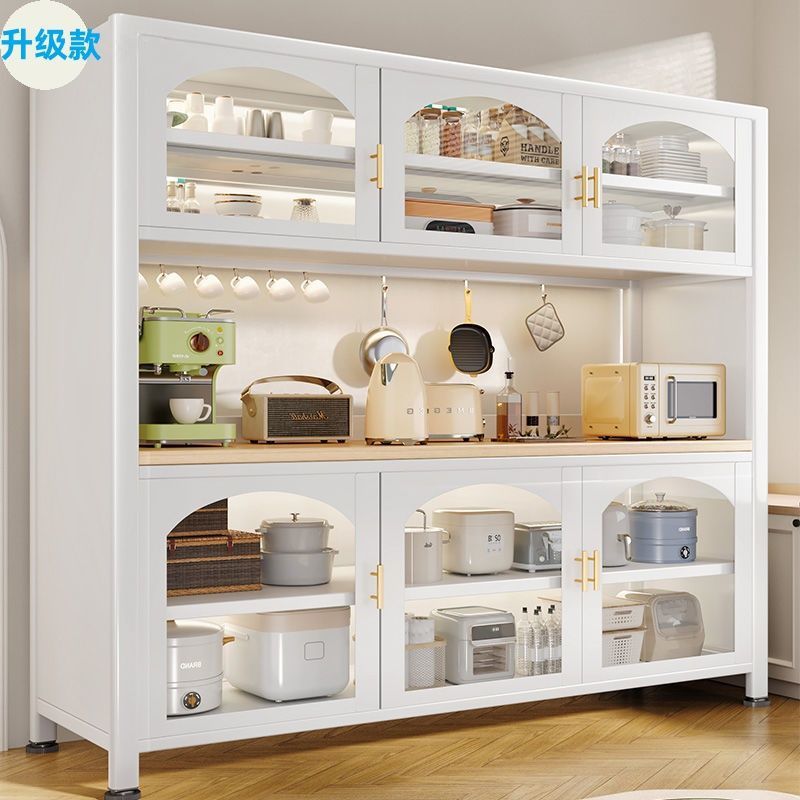 奶油清新风玻璃门餐边收纳柜