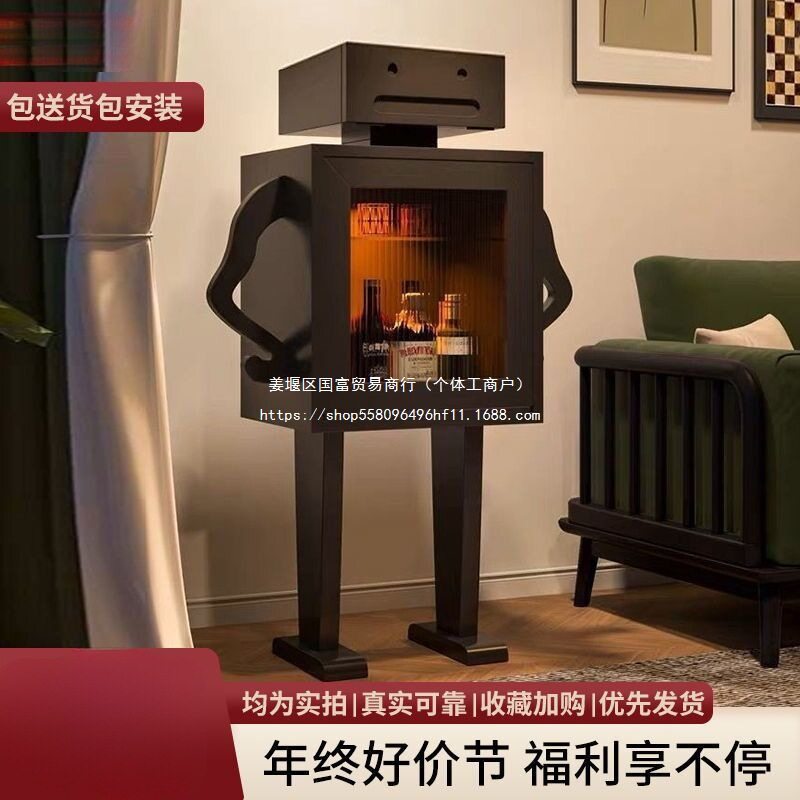 实木创意机器人落地储物柜