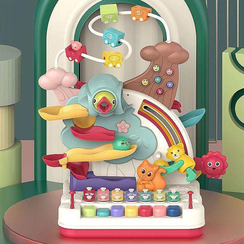 多功能儿童电子敲琴滚珠滑滑乐轨道男女小孩动脑智力音乐钢琴玩具