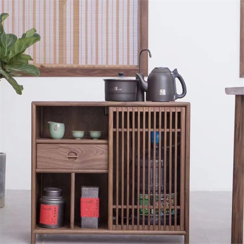新中式榆木实木茶水柜