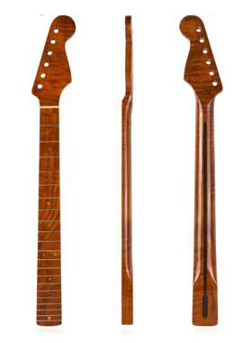 [ST微黄亮光]21品虎纹烤枫木吉他琴柄琴颈for ST Strat-牛骨上枕