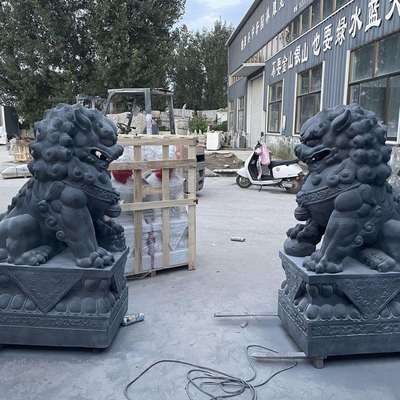 青石石狮子一对汉白玉晚霞红石雕天然摆件大型看门庭院家居摆件