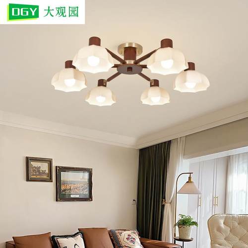 大观园客厅主灯新款吸顶灯中式实木全光谱护眼中古风灯具主灯L271