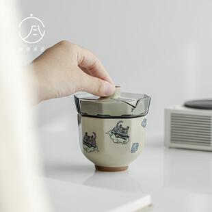 与虎为伍八角玻璃旅行茶具套装单人小老虎快客杯户外便携式收纳包
