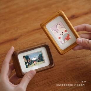 洗照片相框3寸情侣实木照片框正方形5寸相片框结婚迷你4寸小摆台