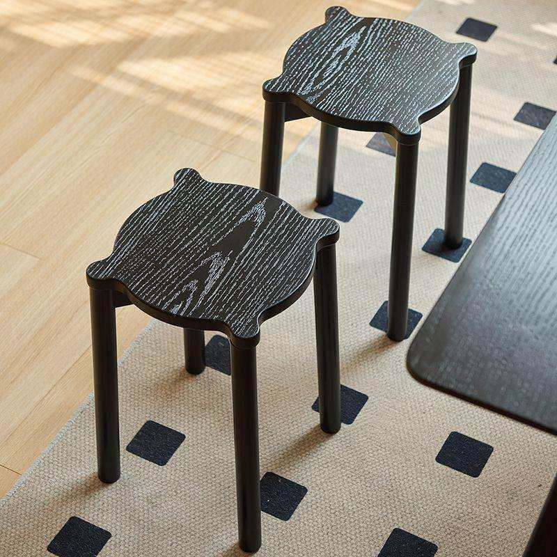 实木黑色凳子家用结实耐用小板凳叠放便捷餐桌凳客厅备用矮凳椅子