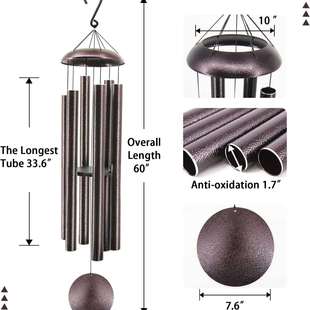 欧美金属60寸音乐风铃创意家居挂件音乐装饰黑色纪念风铃
