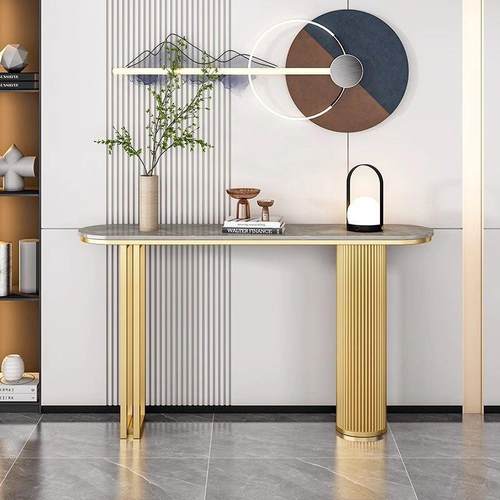 轻奢客厅玄关桌超窄极窄意式弧形靠墙玄关桌简约现代端景台条案