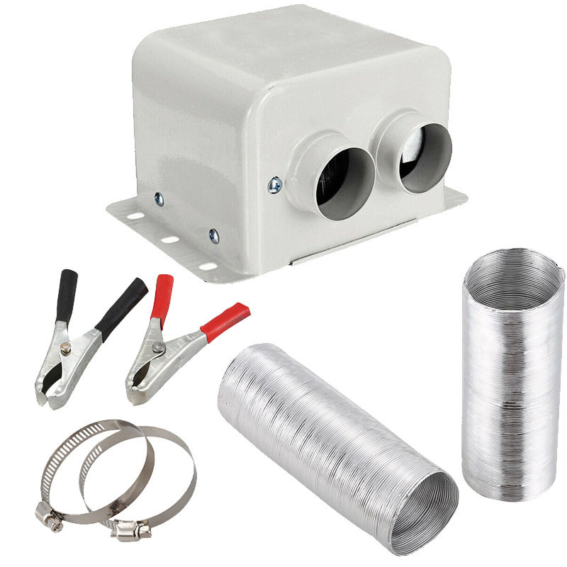 双孔车载取暖机400W汽车货车12V/24V除霜除雾暖风机电暖器白色