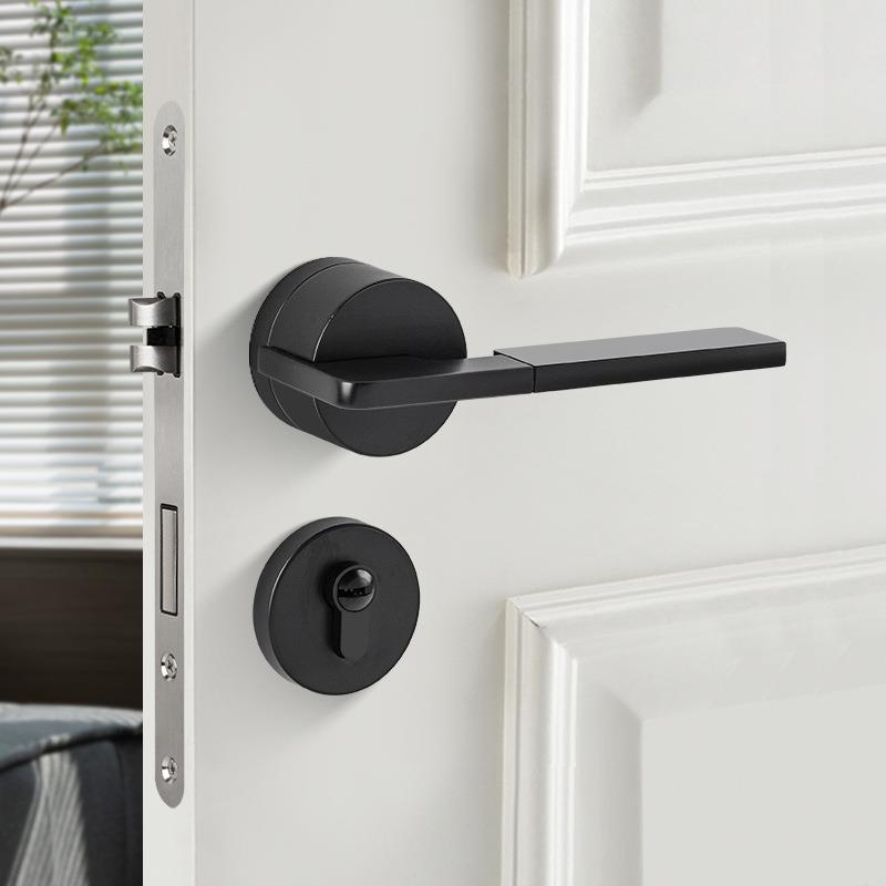 家用室内卧室卫生间门把手通用型分体式磁吸静音木门锁