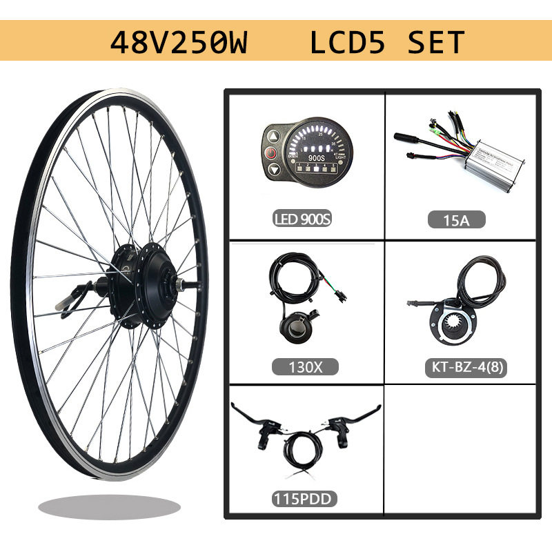 自行车锂电改装电动套件48V250W后驱卡飞KT-900S配置