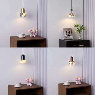 新款 极简客厅玄关柜吧台小垂线吊灯 床头吊灯石头主卧高级感意式