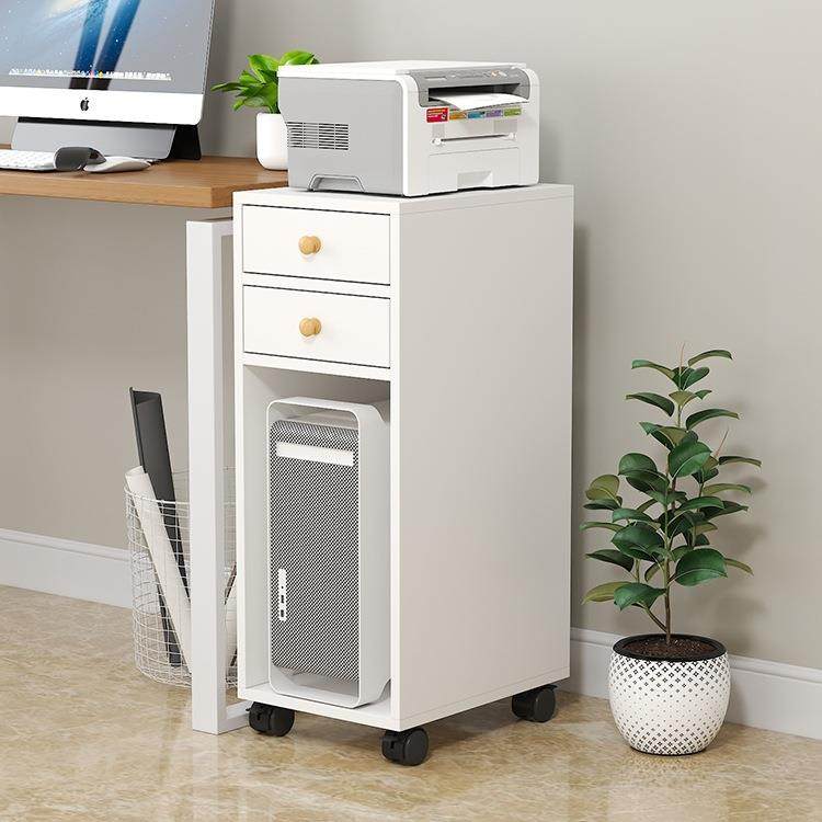 桌边可移动落地带门主机柜收纳柜子台式带锁电脑主机架打印机架子
